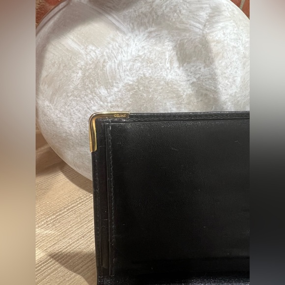 CELINE Black & Gold Leather Embossed Signature Macadam Design Slim Long Wallet - Picture 7 of 14